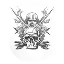 blackout forearm with skulls tattoo design idea