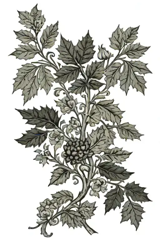 William morris wallpaper morphing into real yew hedge tattoo design idea