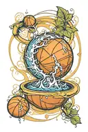 Fibonacci sequence with Basketball ball inside A stream tattoo design idea