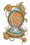 Fibonacci sequence with Basketball ball inside A stream tattoo design idea