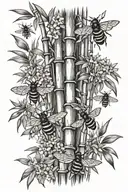 bamboo forest with honey comb and bees flying tattoo design idea