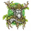druid lord of forest surrounded tattoo design idea