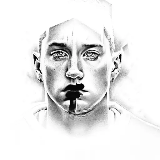 A portrait of Eminem wearing a football jersey tattoo design idea