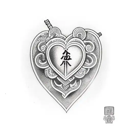 heart with name Brutus in middle tattoo design idea