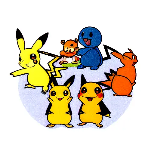 Pikachu, Charmander and Squirtle tattoo design idea
