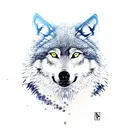 two mountain, one wolf with the scoutboy, and a camping tend with fire tattoo design idea