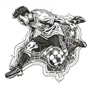 soccer player scoring a goal tattoo design idea