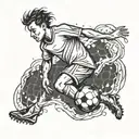 soccer player scoring a goal tattoo design idea