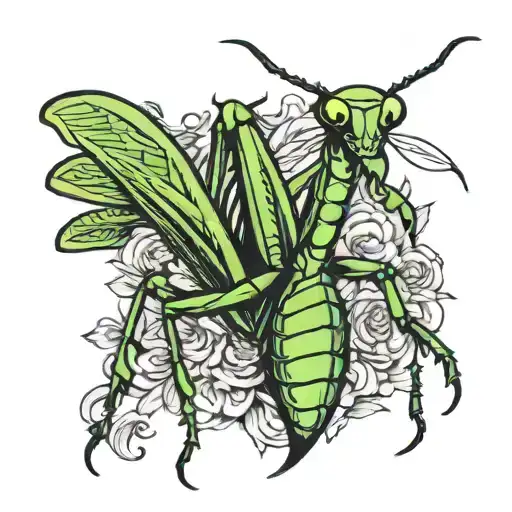 praying mantis tattoo design idea