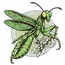 praying mantis tattoo design idea