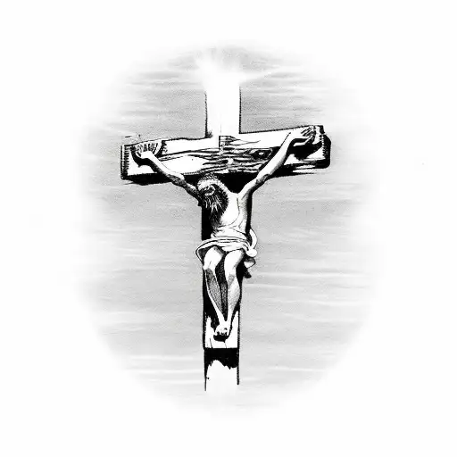 Jesus on the cross, the blood spells "1 Cross + 3 Nails =4Givenss tattoo design idea