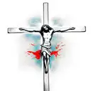 Jesus on the cross, the blood spells "1 Cross + 3 Nails =4Givenss tattoo design idea
