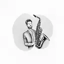 shrip play saxophone tattoo design idea