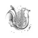 shrip play saxophone tattoo design idea