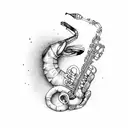 shrimp play saxophone tattoo design idea