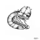 shrimp play saxophone tattoo design idea