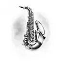 shrimp play saxophone tattoo design idea