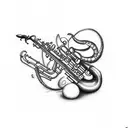 shrimp play saxophone tattoo design idea