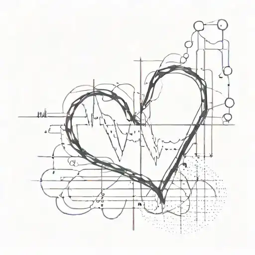 heartbeat outline with a twist dont incoperate a heart but do incoperate some extra likes and dots but not everywhere tattoo design idea