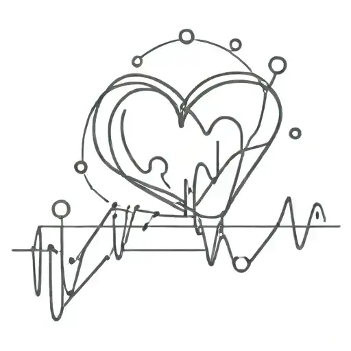 heartbeat outline with a twist dont incoperate a heart but do incoperate some extra likes and dots but not everywhere tattoo design idea