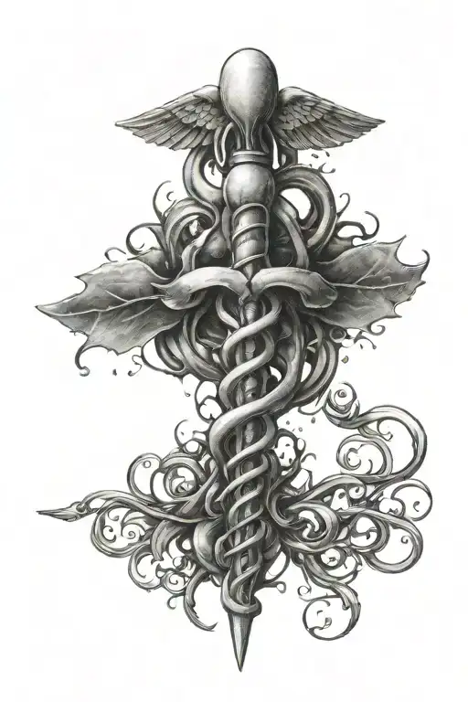 Medical caduceus symbol tattoo design idea