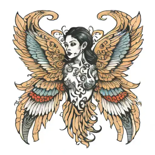 Mariana with duki wings tattoo design idea