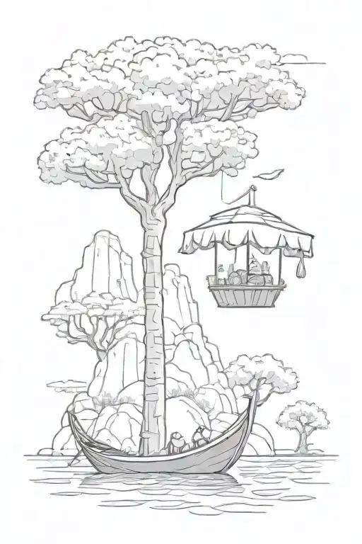 gondola, rock, ice cream, palma tree,Spain, Italy, Tenerife tattoo design idea