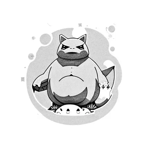 Snorlax Pokemon Arm Sleeve tattoo design idea