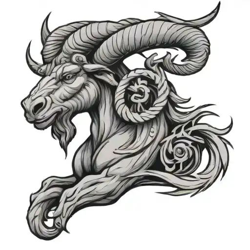Angry capricorn zodiac sign tattoo design idea