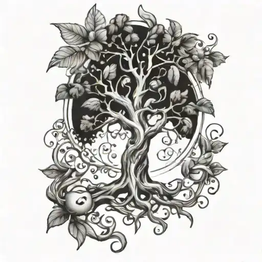 A tattoo design featuring a family tree intertwined with traditional Italian symbols tattoo design idea
