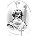 saint Peter statue with religious theme half sleeve tattoo design idea