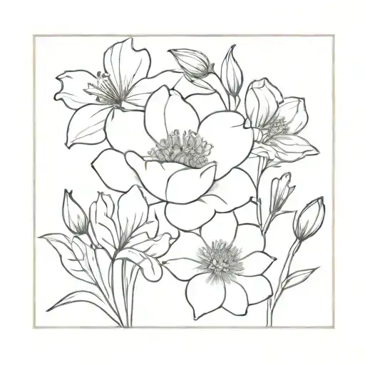 November and July birth flowers tattoo design idea