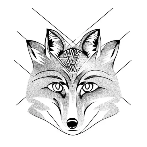 fox and electric guitar tattoo design idea