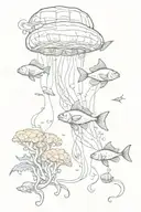 ocean, fish, ocean plants, jellyfish, shells spitfire ace tattoo design idea