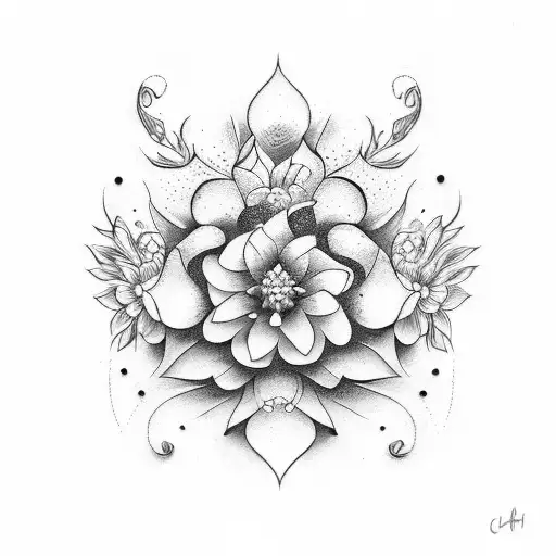 coelho lua flores tattoo design idea