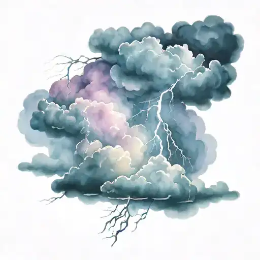 storm clouds with lightning tattoo design idea