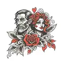 Dave & Rene stencil with hearts  tattoo design idea