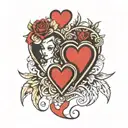 Dave & Rene stencil with hearts  tattoo design idea