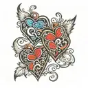 Dave & Rene stencil with hearts  tattoo design idea