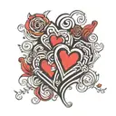 Dave & Rene stencil with hearts  tattoo design idea