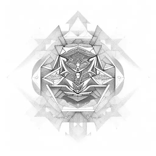 Geometric design with hidden symbols related to the concept of danger tattoo design idea