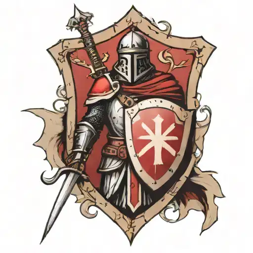 templar knight with shield templar cross tattoo design idea
