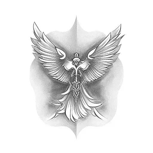 winged holy cross tattoo design idea