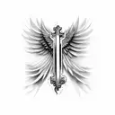 winged holy cross tattoo design idea