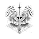 winged holy cross tattoo design idea