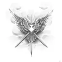 winged holy cross tattoo design idea