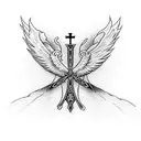 winged holy cross tattoo design idea