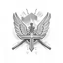 winged holy cross tattoo design idea