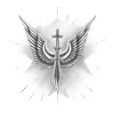 winged holy cross tattoo design idea