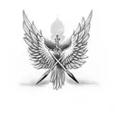 winged holy cross tattoo design idea